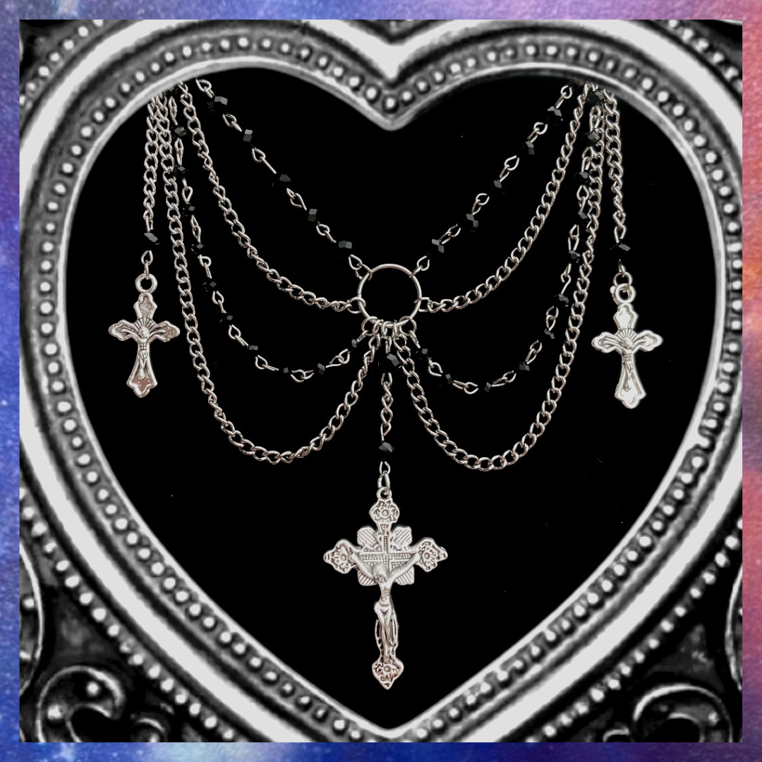 Lilith Black Chain Bead Necklace