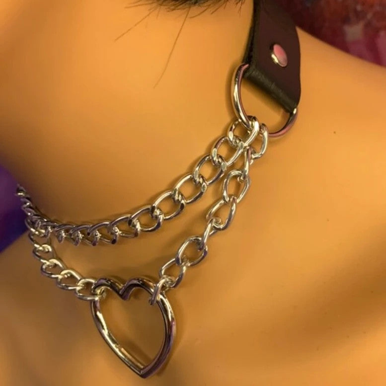 Heart Chain Choker. Halloween Horror Goth Punk Emo Spooky Alt