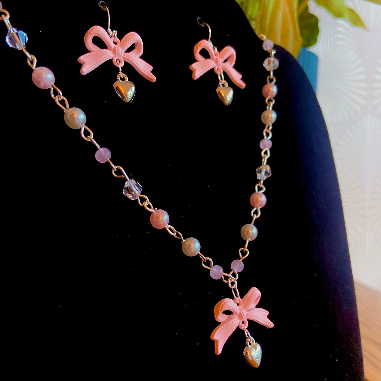 Dreamy Coquette Bow Earring And Necklace Set