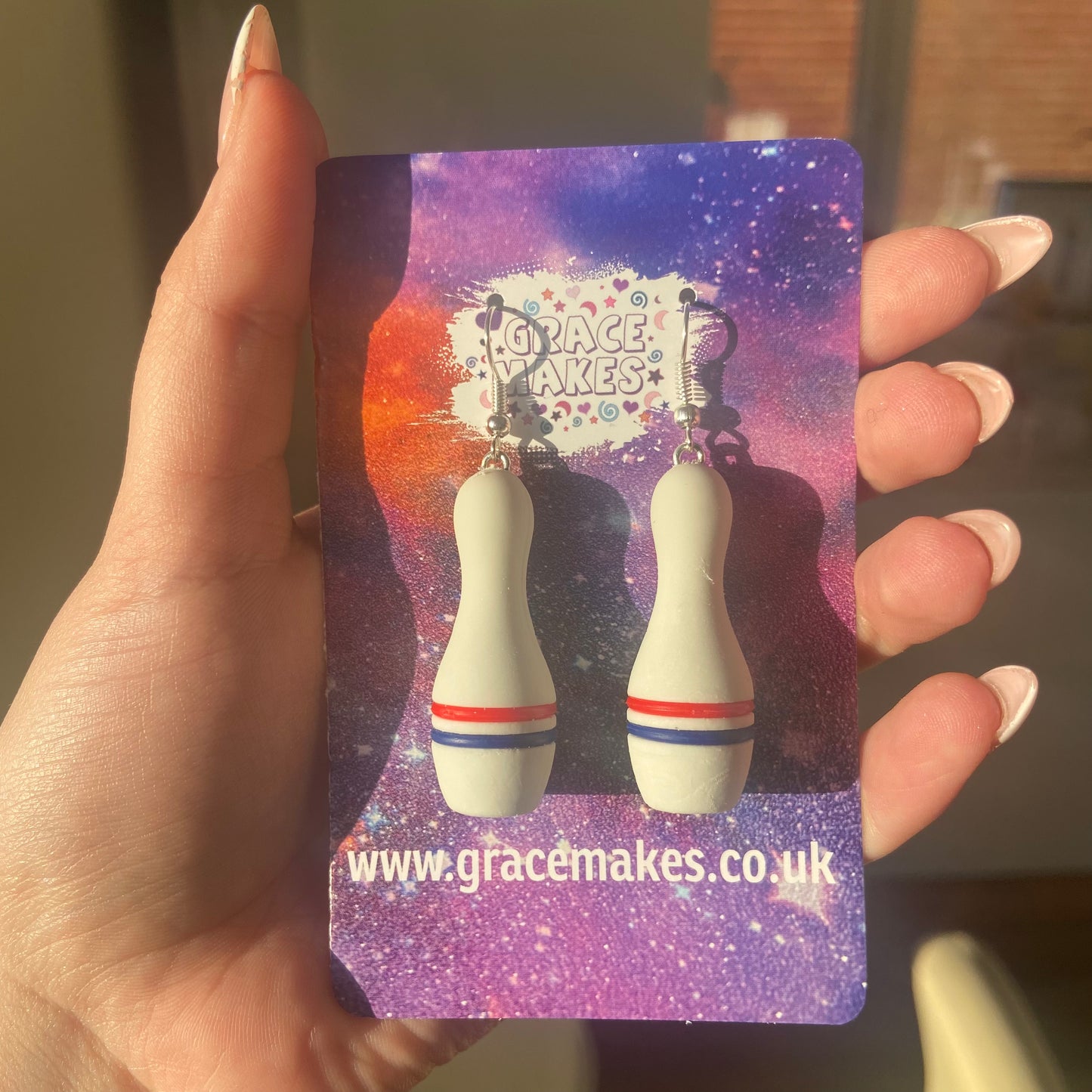 Handmade Bowling Pin Earrings
