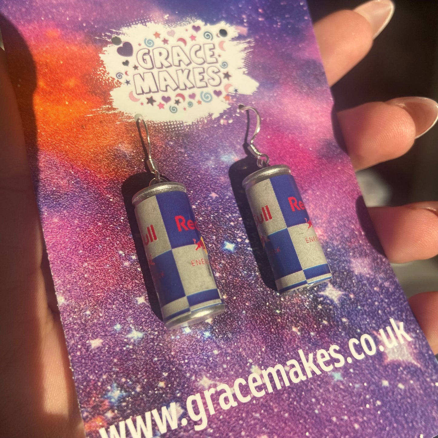 Handmade Energy Drink Red Bull Earrings