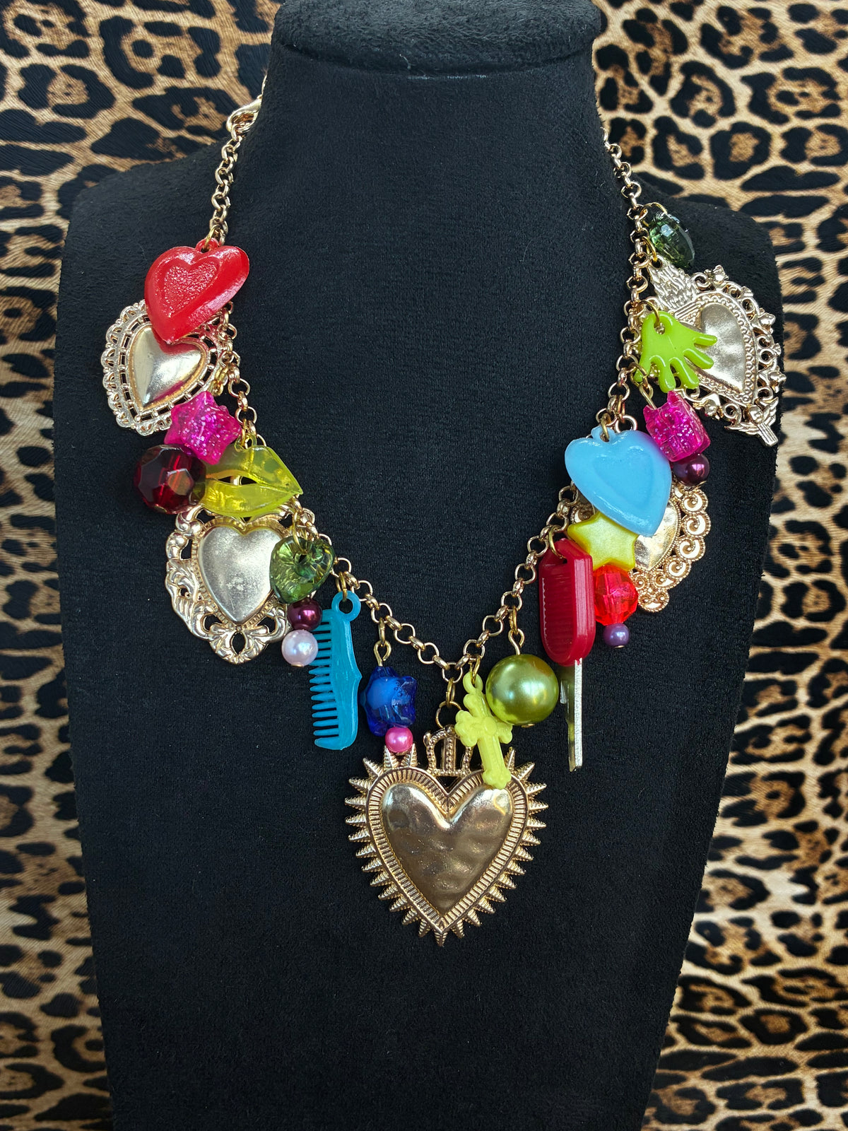 Rainbow ChaosCore Sacred Heart Gold Necklace