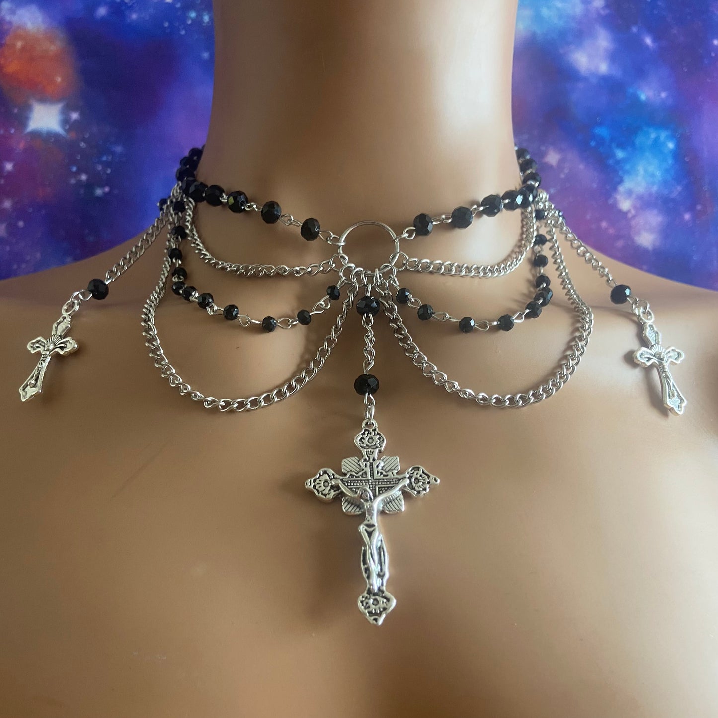 Lilith Black Chain Bead Necklace