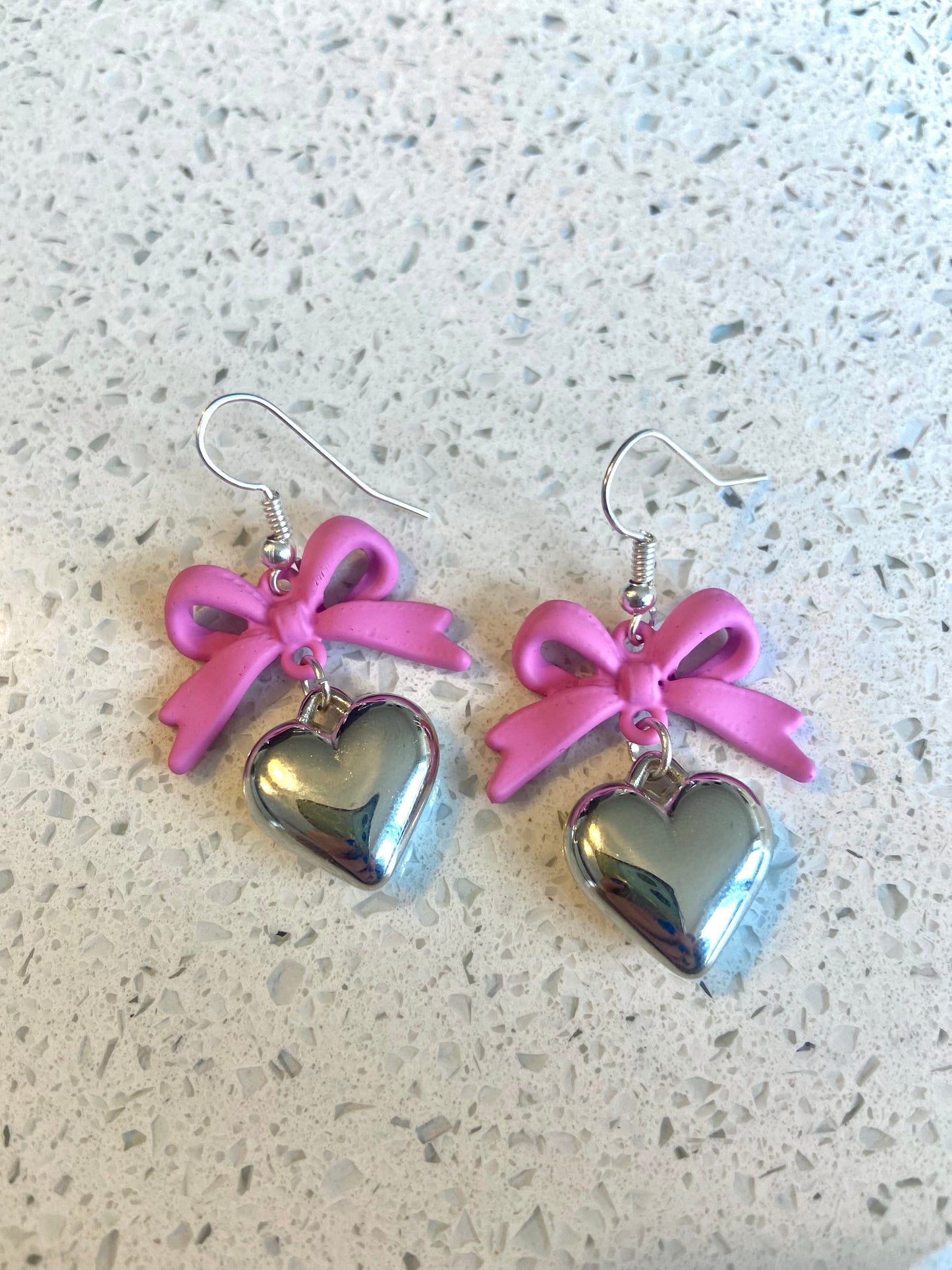 Pink Bow Earrings