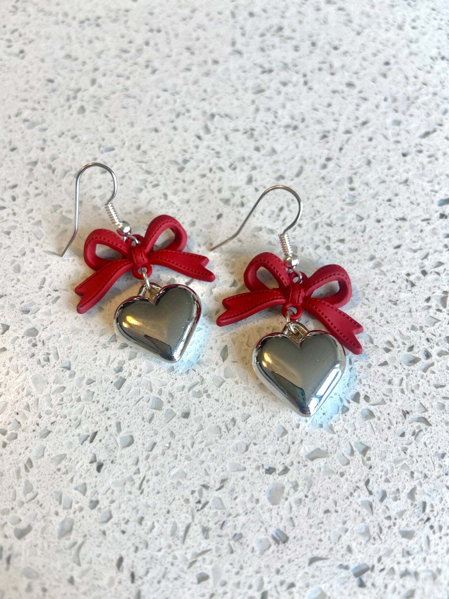 Red Bow Earrings