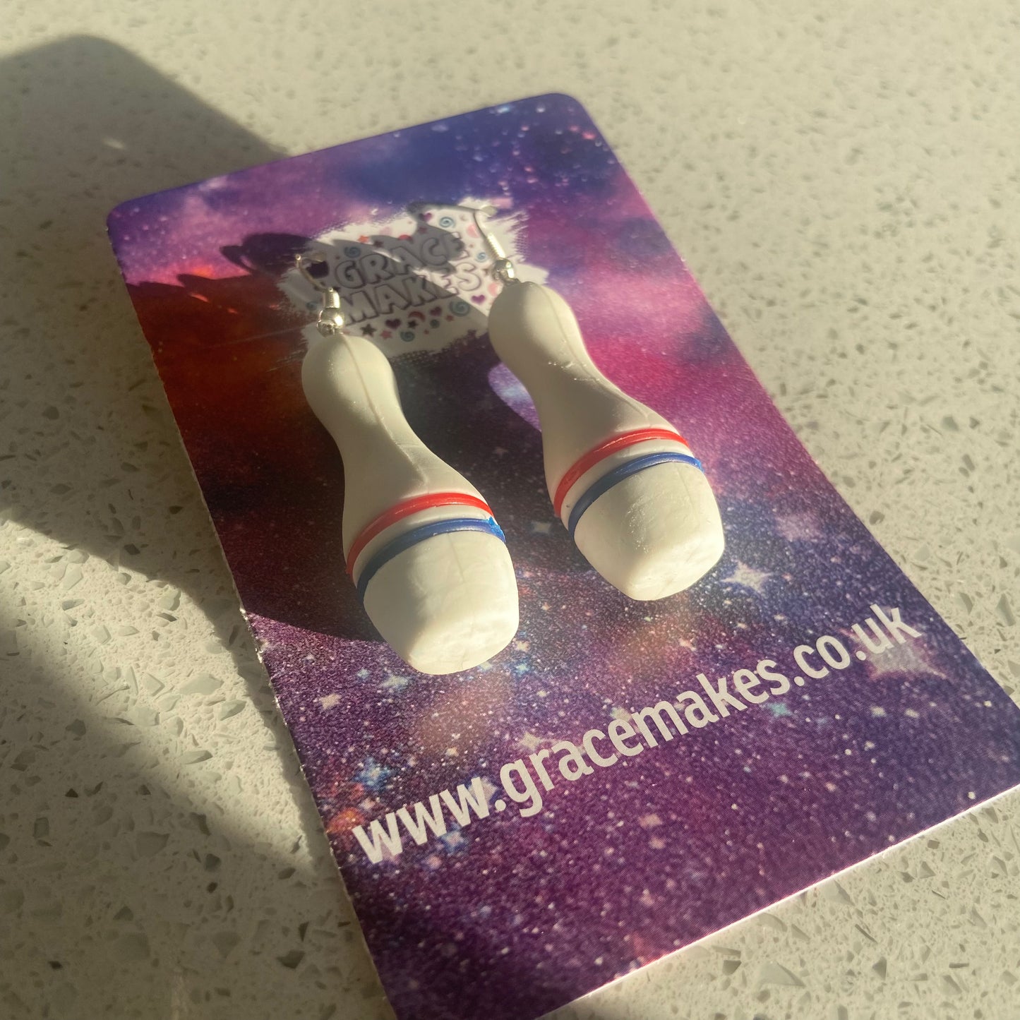Handmade Bowling Pin Earrings