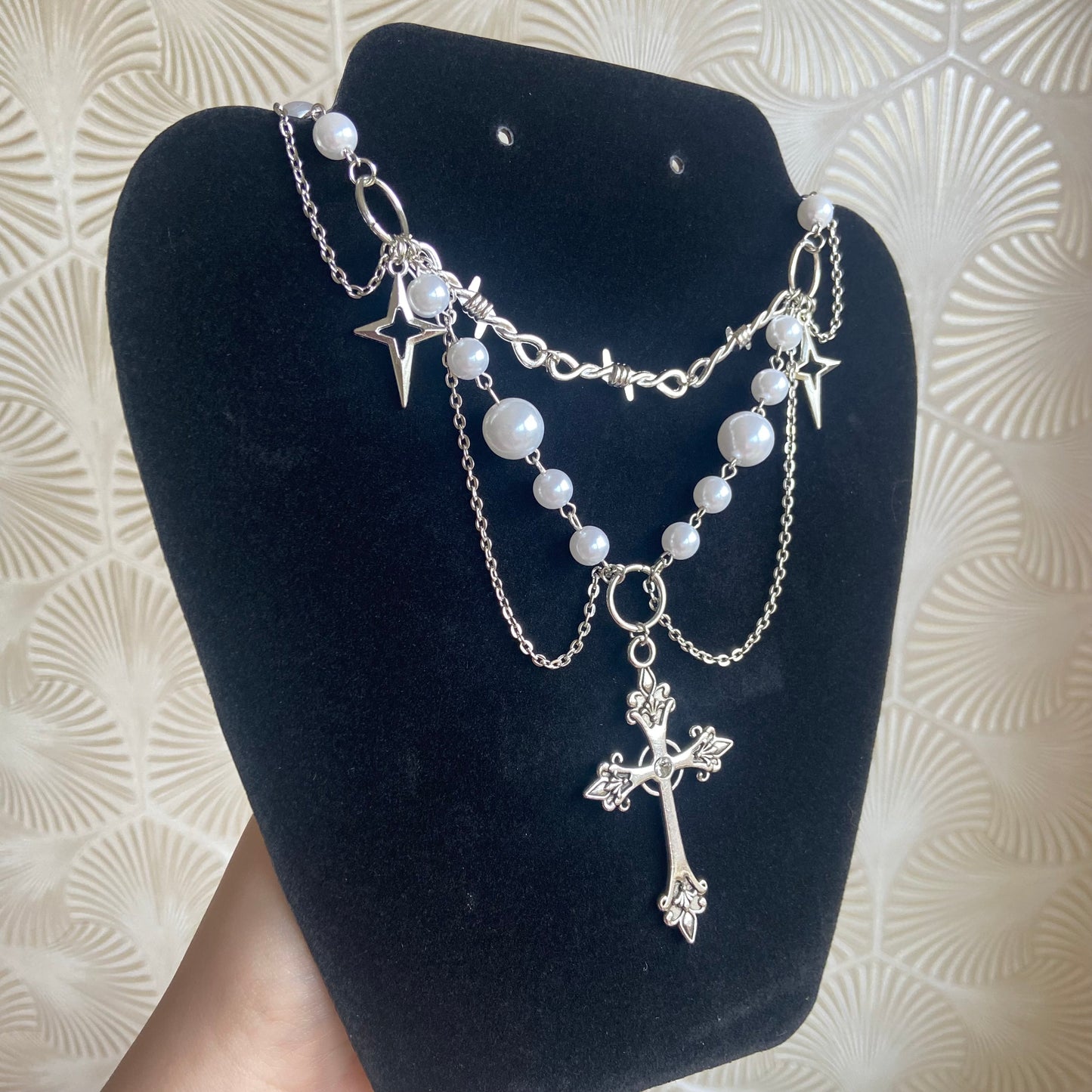 ‘Angel’ Barbed Wire Cross Necklace