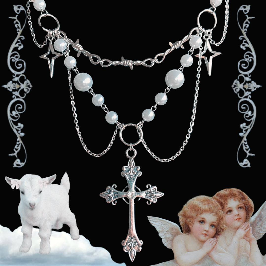 ‘Angel’ Barbed Wire Cross Necklace