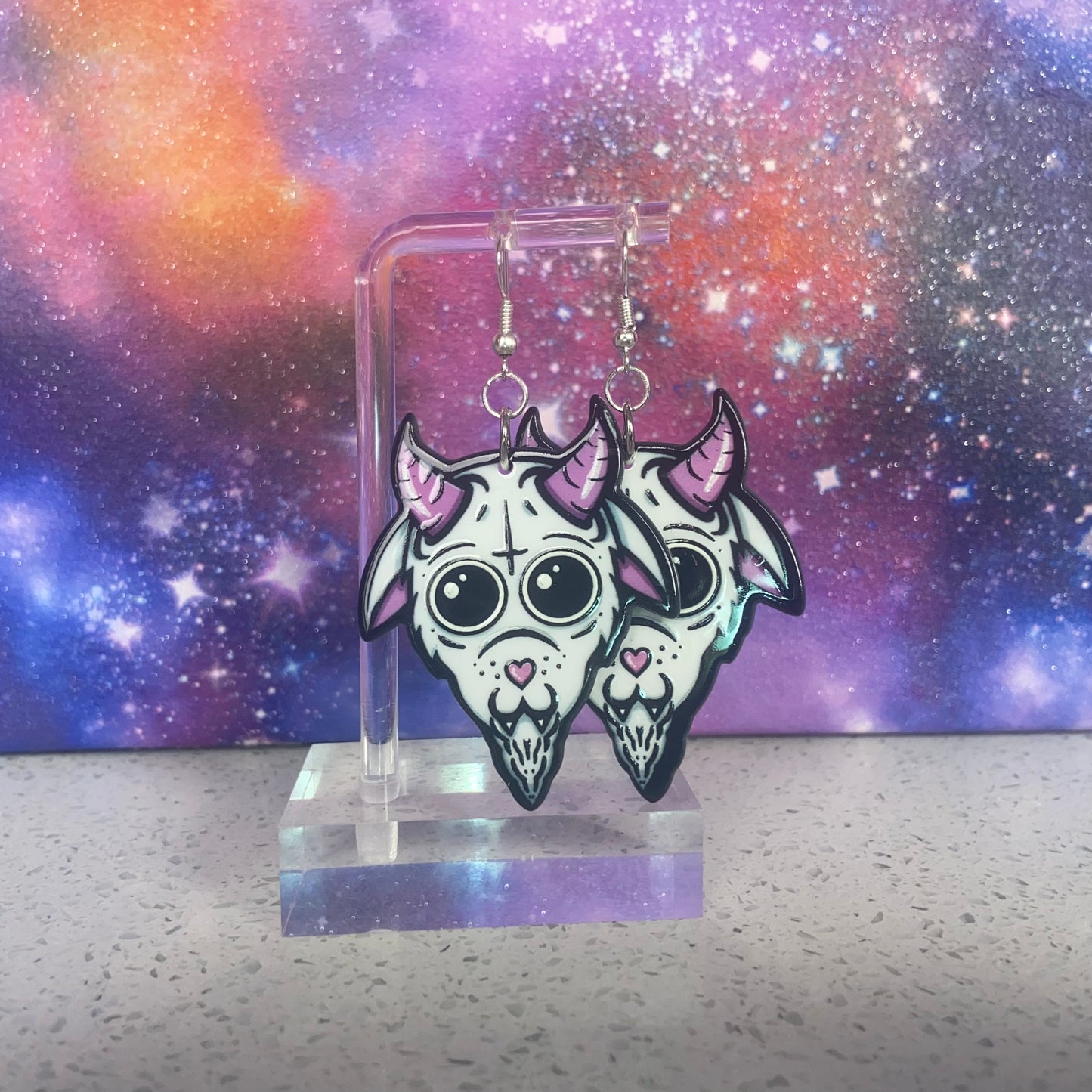 Handmade Cute Baphomet Goat Satanic Earrings