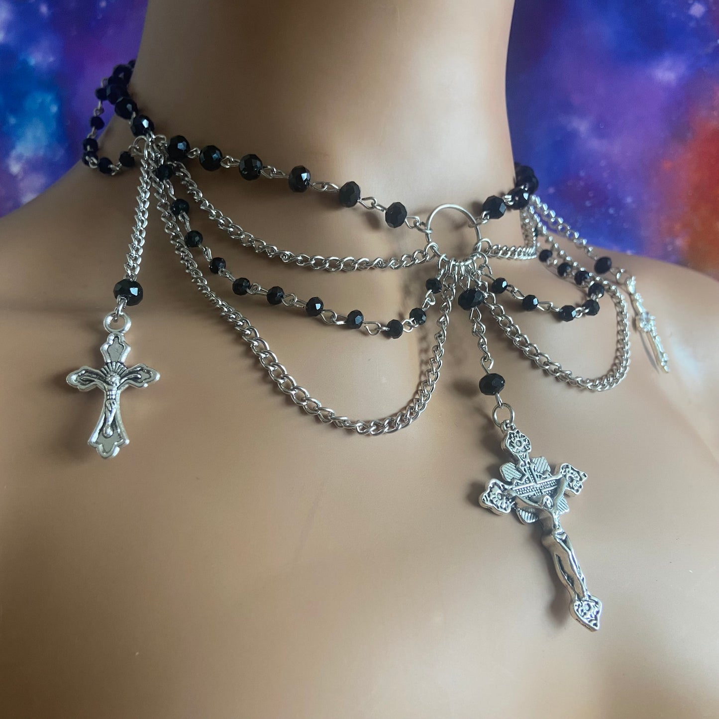 Lilith Black Chain Bead Necklace