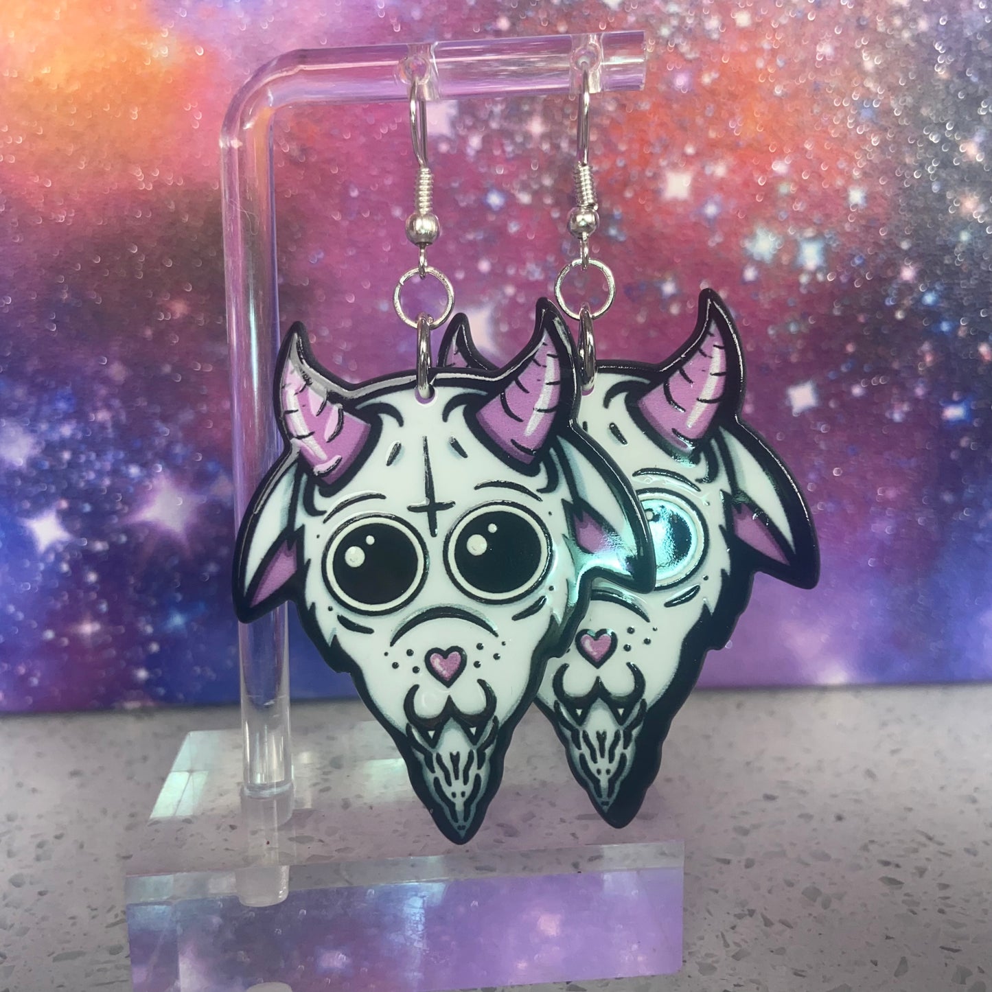 Handmade Cute Baphomet Goat Satanic Earrings