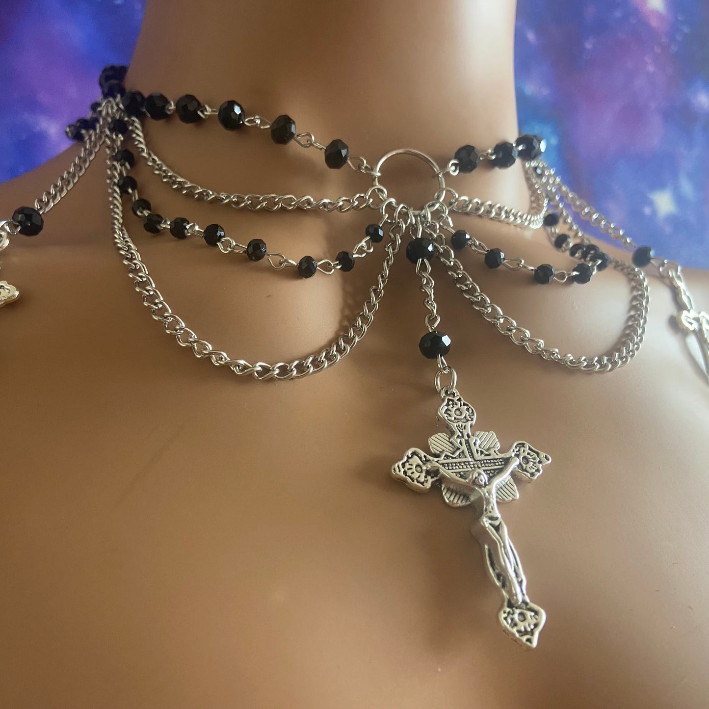 Lilith Black Chain Bead Necklace