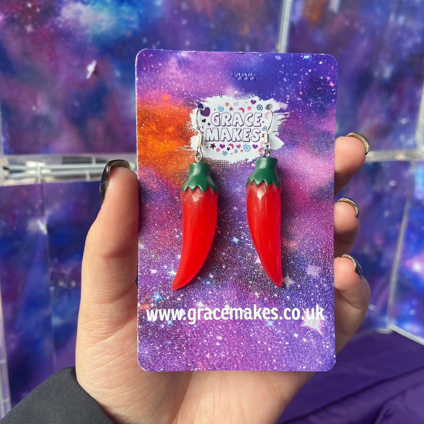 Red Chilli Pepper Sterling Silver Dangle Earrings