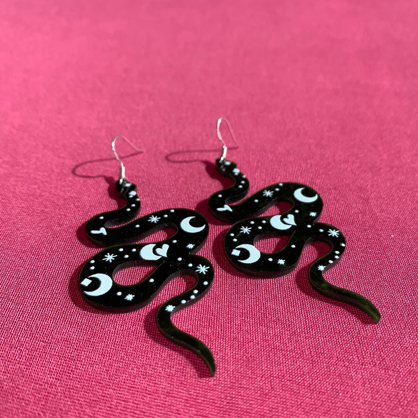 Green Celestial Snake Handmade Earrings