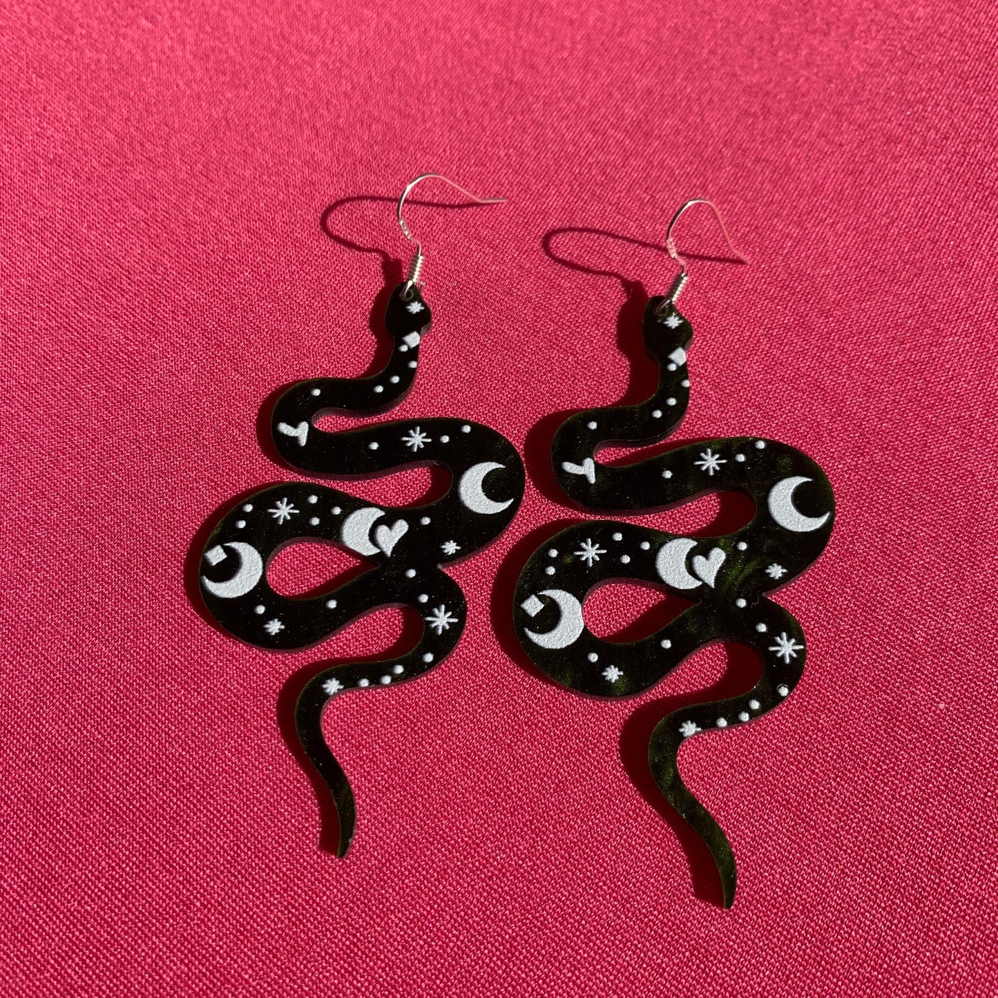 Green Celestial Snake Handmade Earrings
