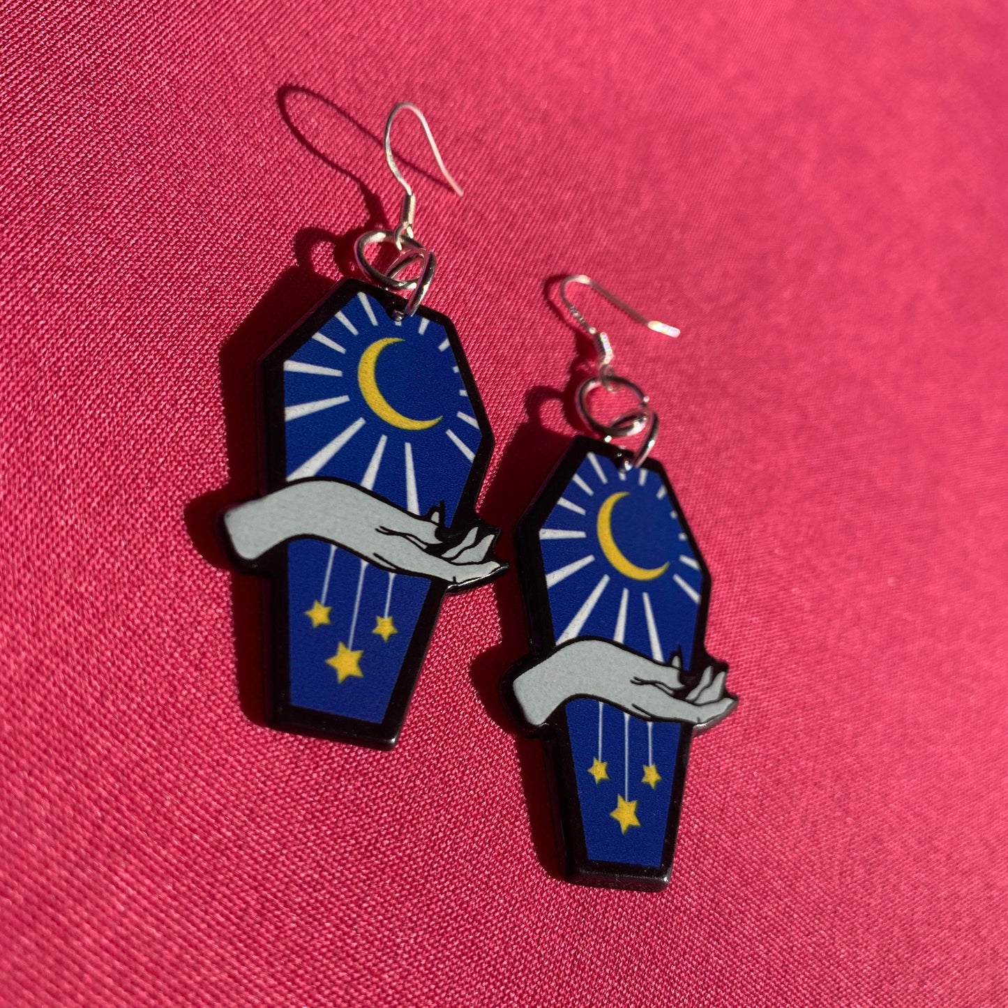 Blue Celestial Coffin Handmade Earrings