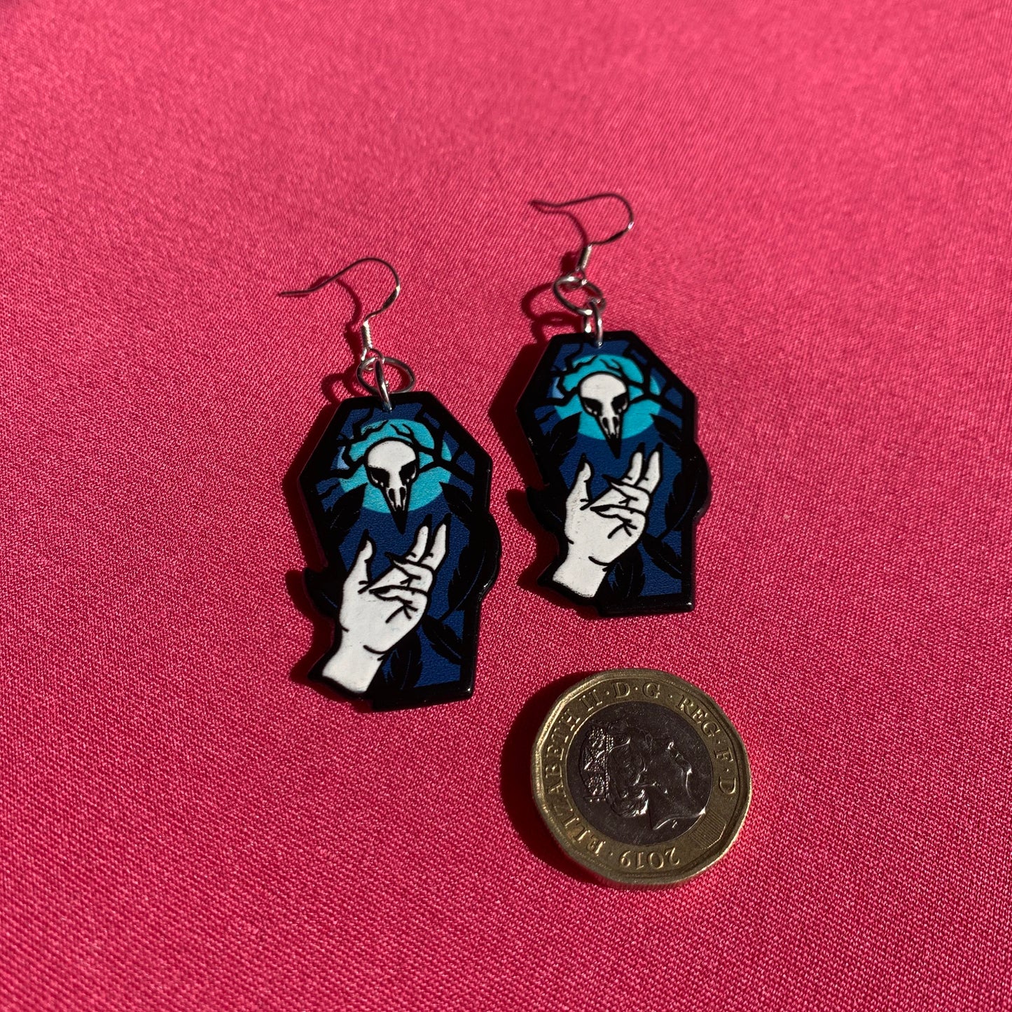 Blue Skull Coffin Handmade Earrings Gothic Witch Witchy Magic Magick Morbid Mystic Mystical Spells
