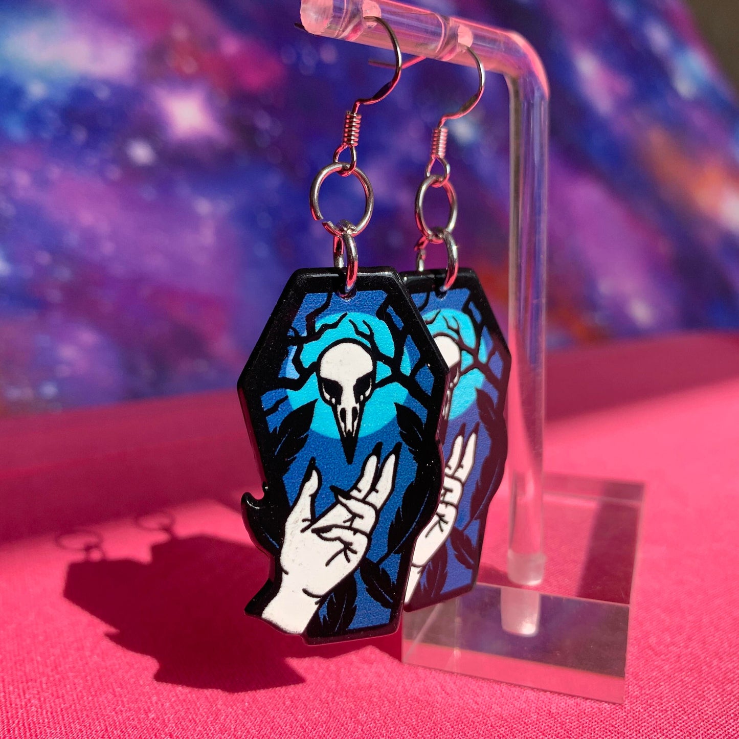 Blue Skull Coffin Handmade Earrings Gothic Witch Witchy Magic Magick Morbid Mystic Mystical Spells
