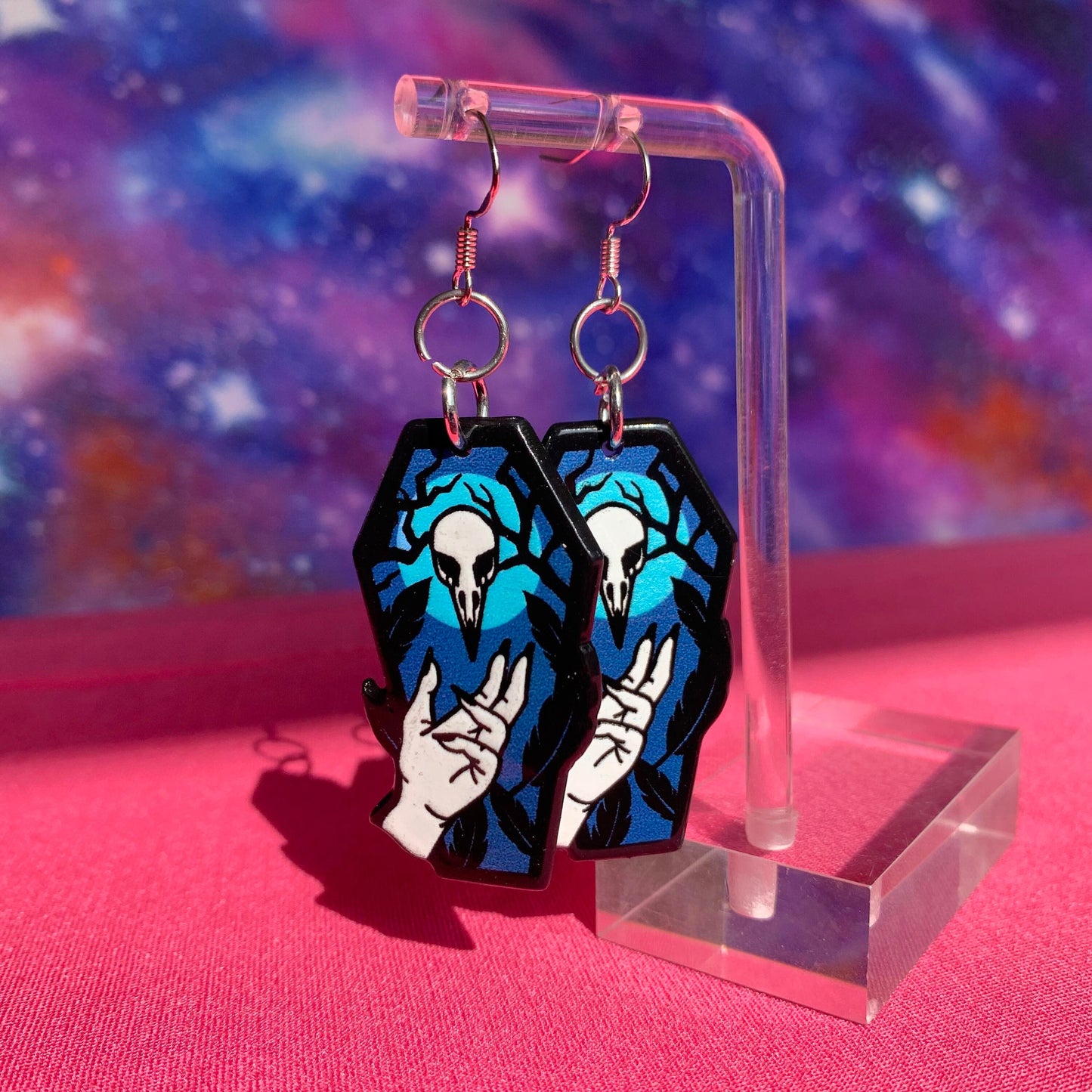 Blue Skull Coffin Handmade Earrings Gothic Witch Witchy Magic Magick Morbid Mystic Mystical Spells