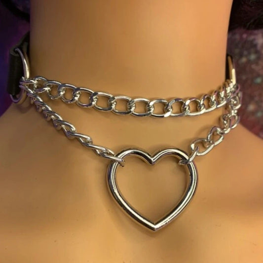 Heart Chain Choker. Halloween Horror Goth Punk Emo Spooky Alt