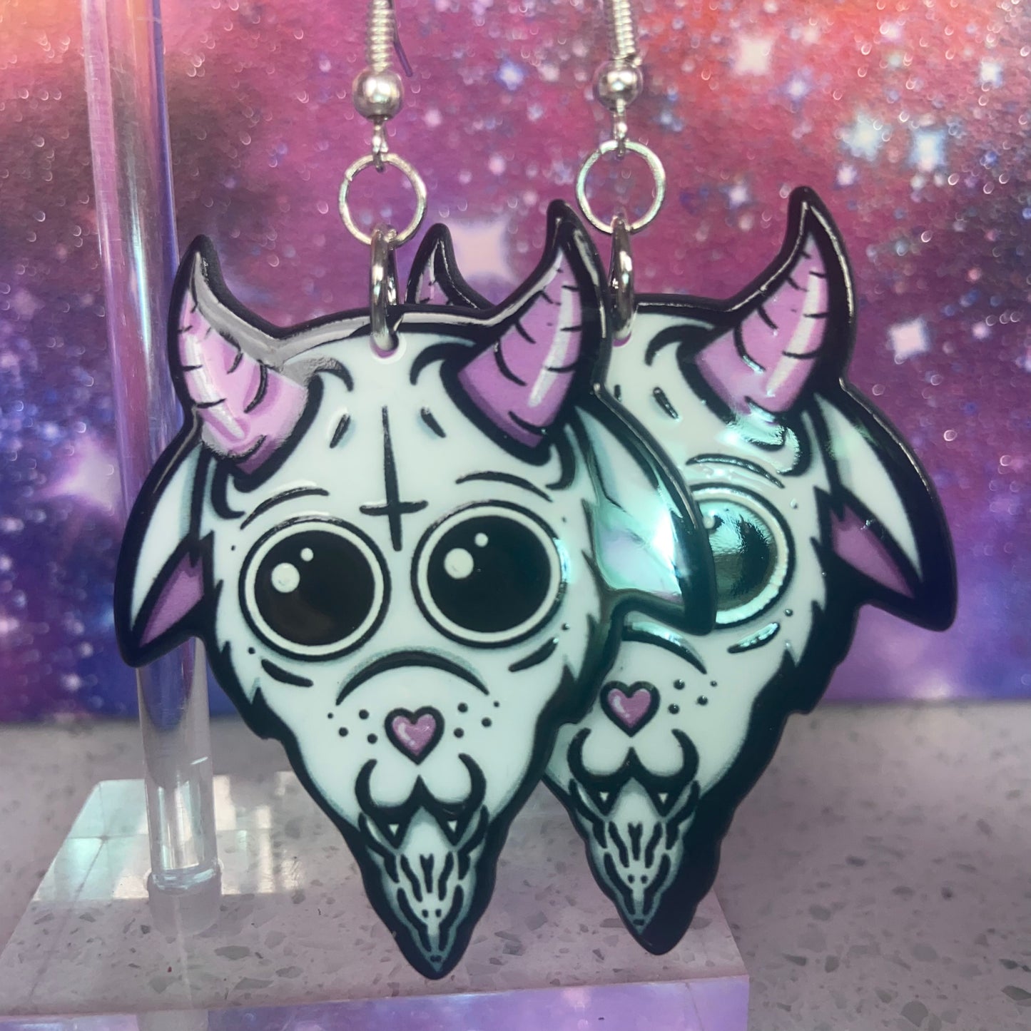 Handmade Cute Baphomet Goat Satanic Earrings