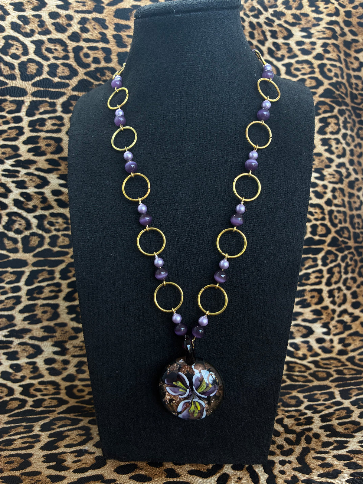 Purple Gold Orchid Necklace