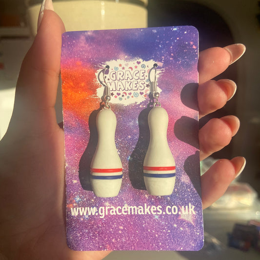 Handmade Bowling Pin Earrings