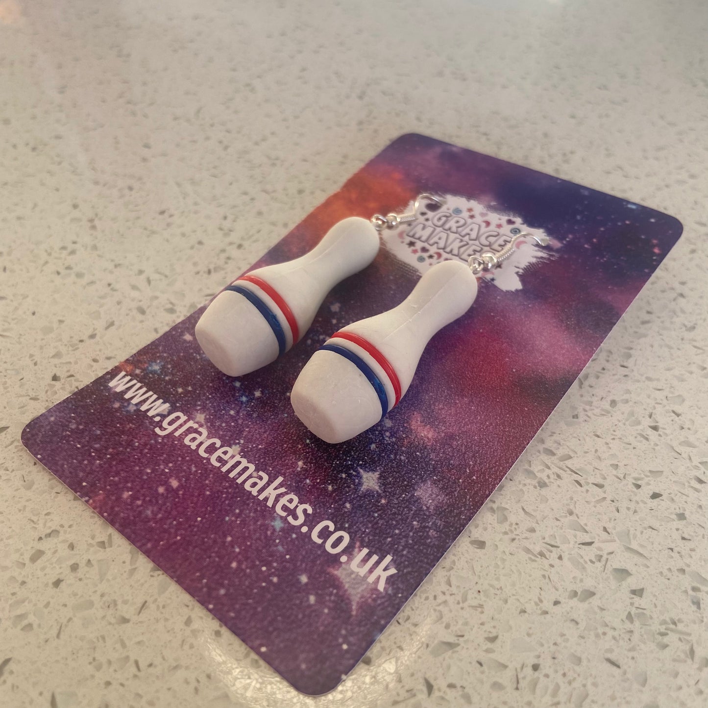 Handmade Bowling Pin Earrings