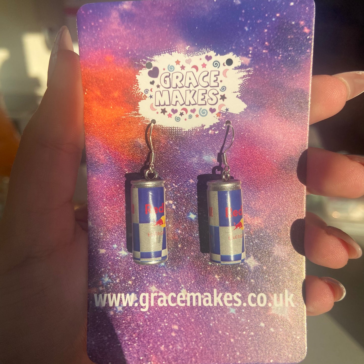 Handmade Energy Drink Red Bull Earrings