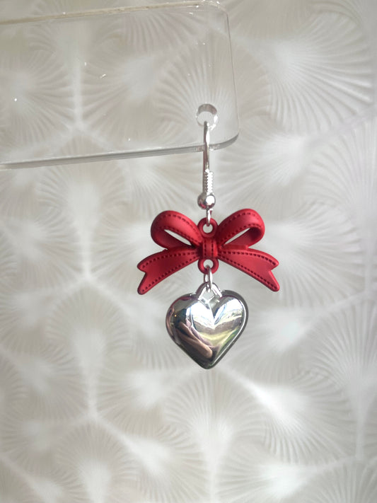 Red Bow Earrings
