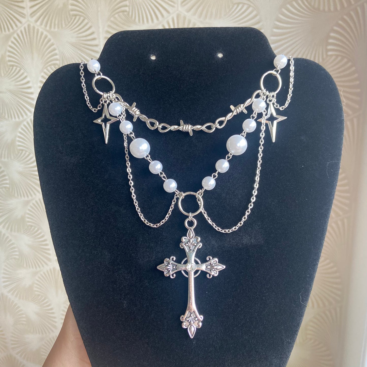 ‘Angel’ Barbed Wire Cross Necklace