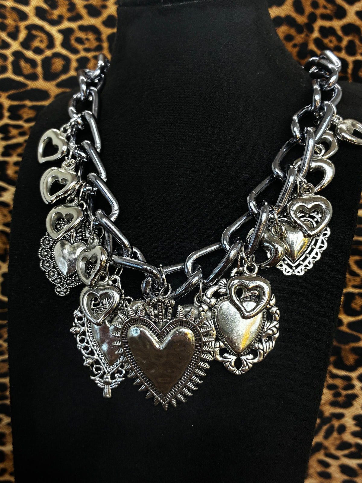 Silver Heart Chunky Chain Necklace