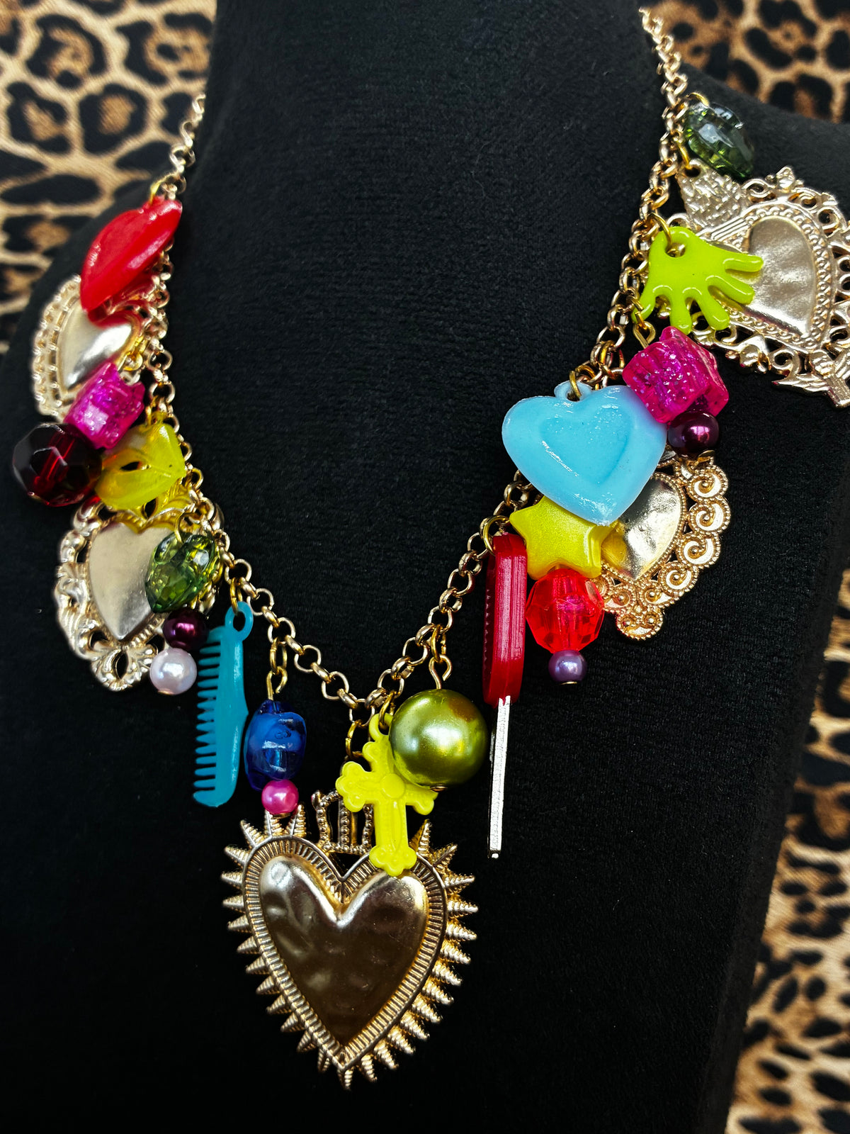 Rainbow ChaosCore Sacred Heart Gold Necklace