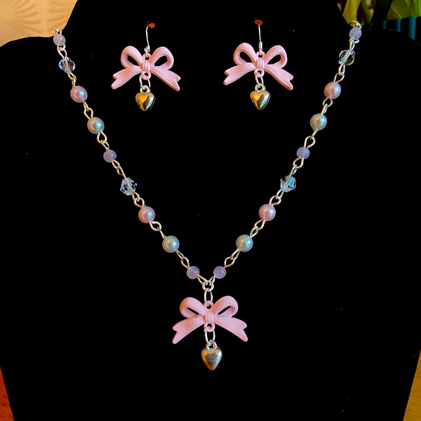 Dreamy Coquette Bow Earring And Necklace Set