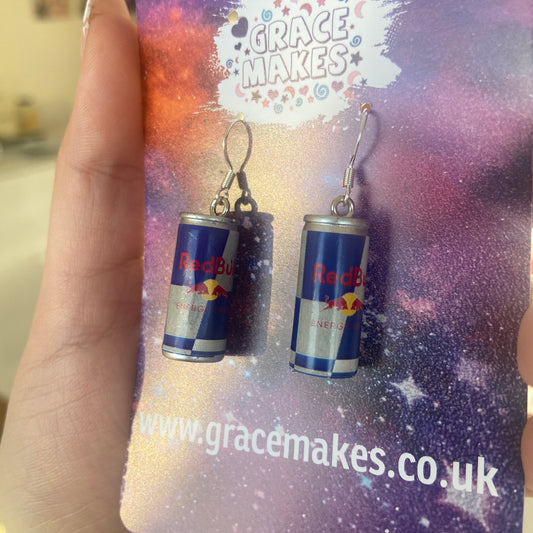 Handmade Energy Drink Red Bull Earrings