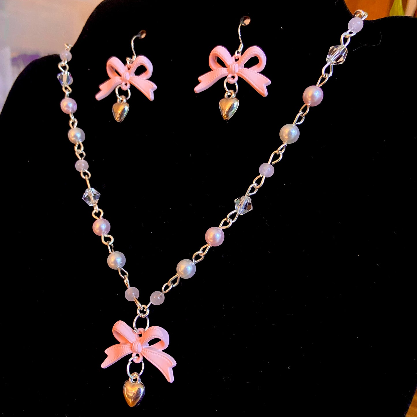 Dreamy Coquette Bow Earring And Necklace Set