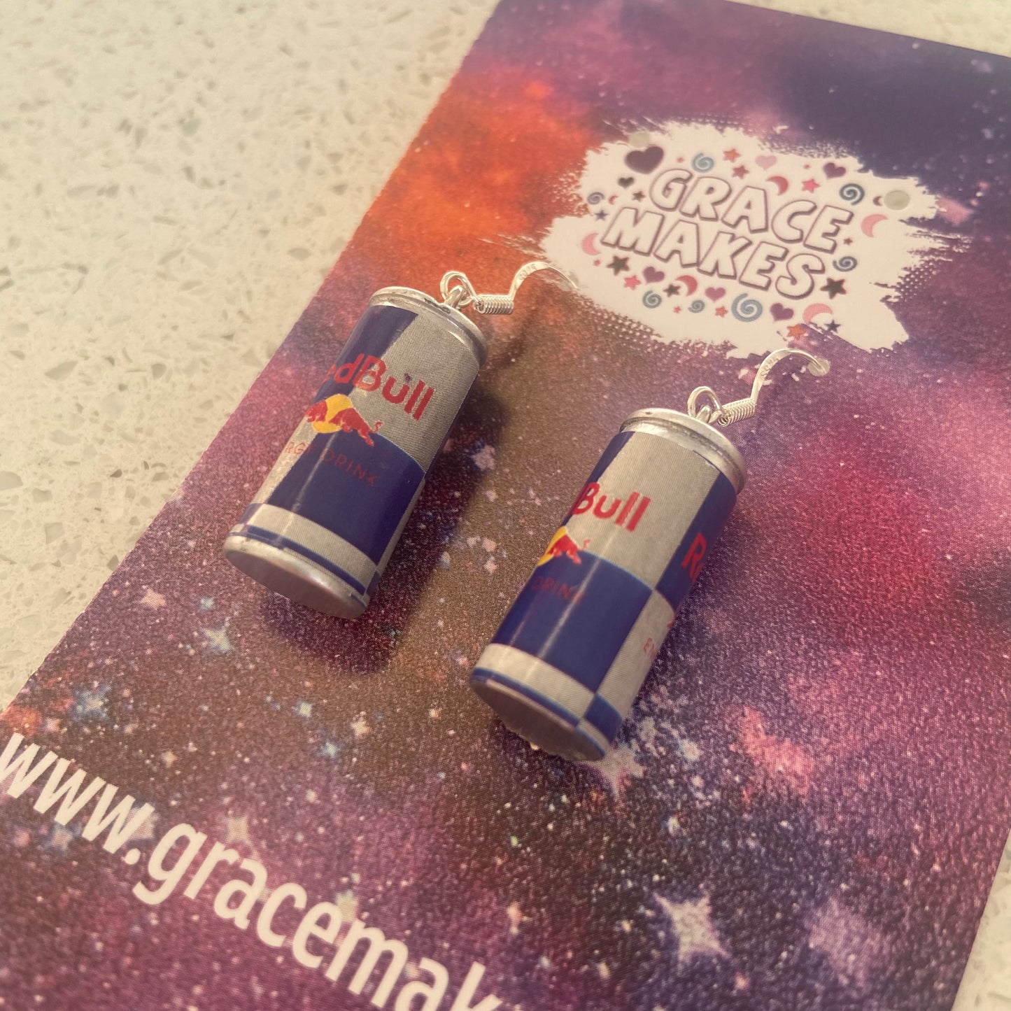 Handmade Energy Drink Red Bull Earrings