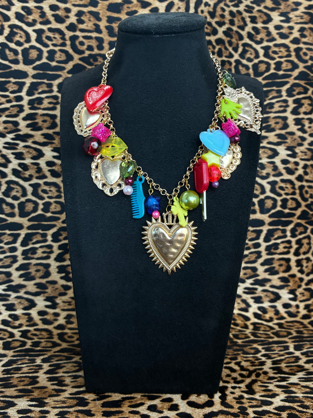 Rainbow ChaosCore Sacred Heart Gold Necklace