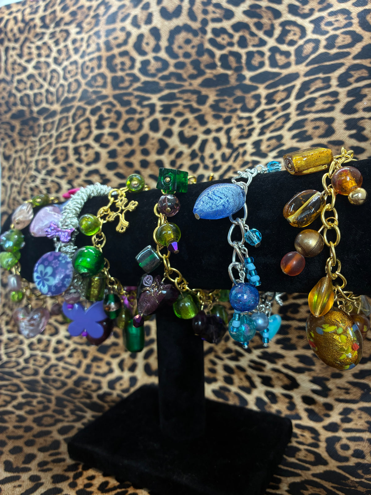 Blue Glass Bead Silver Bracelet