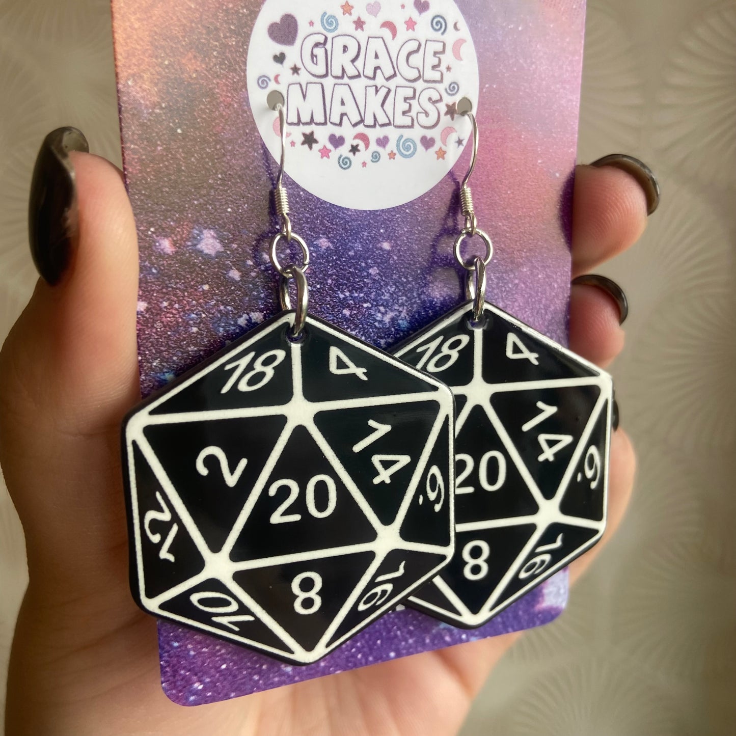 Dungeons and Dragons d20 Dice Earrings