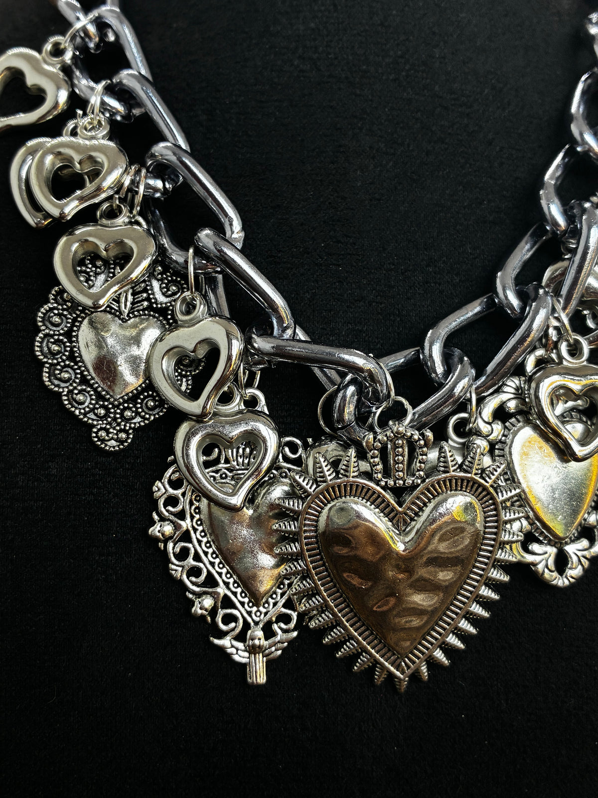 Silver Heart Chunky Chain Necklace