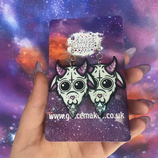 Handmade Cute Baphomet Goat Satanic Earrings