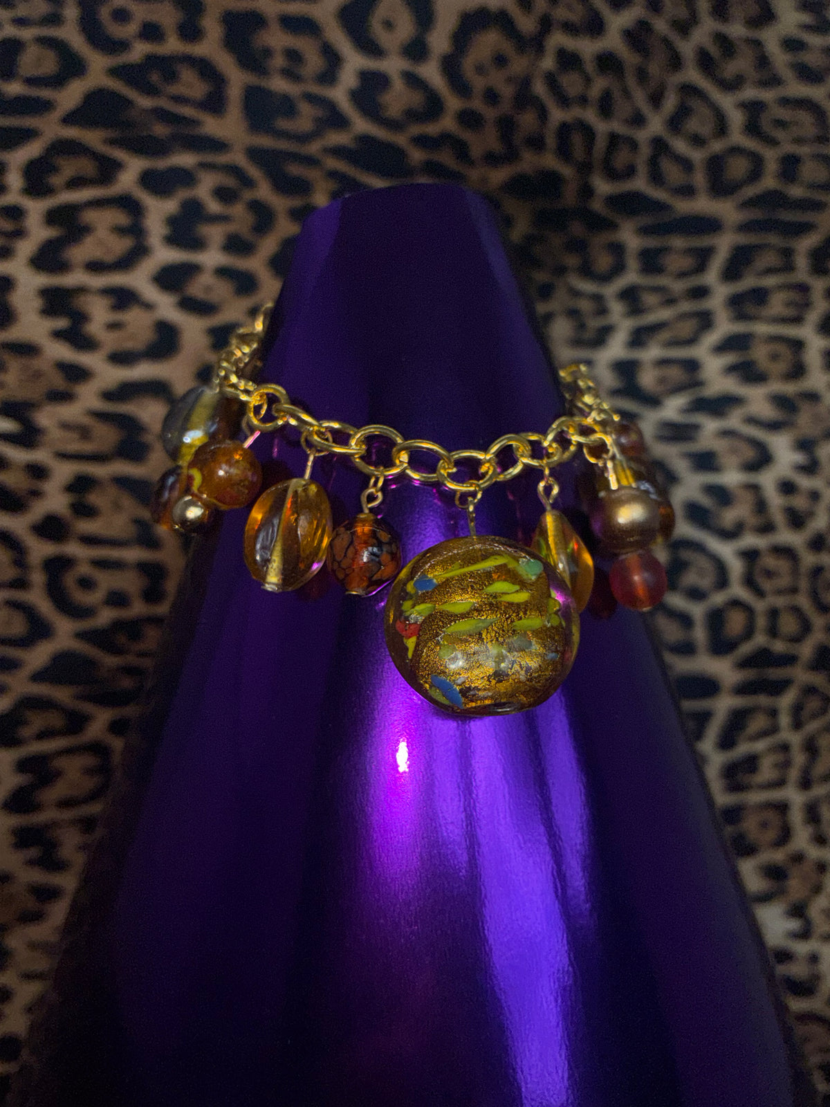 Honey Glass Bead Gold Bracelet