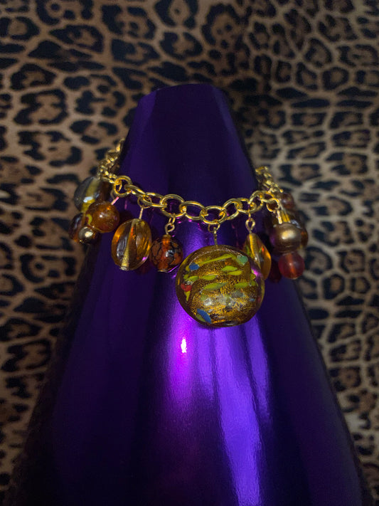 Honey Glass Bead Gold Bracelet