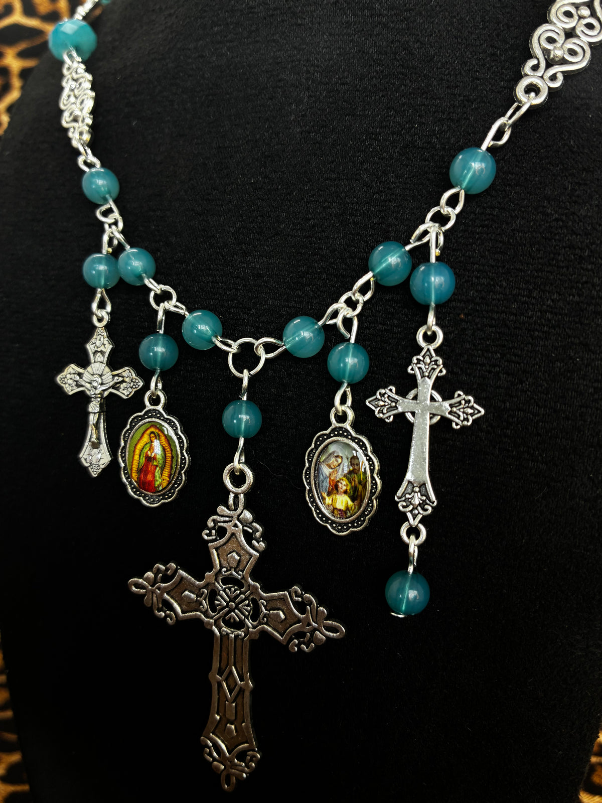 Blue Silver Cross Necklace