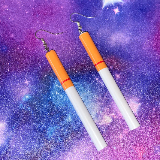 Kingsize Ciggie Resin Cabochon on Sterling Silver Drop Earrings UK