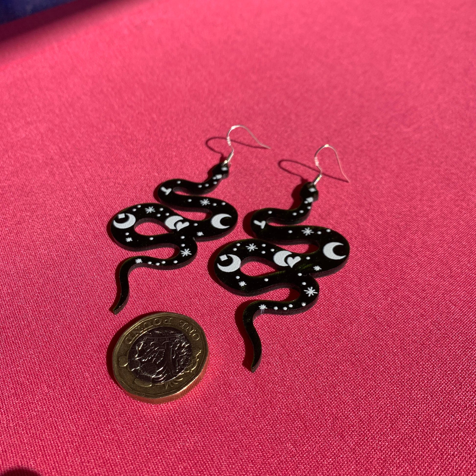 Green Celestial Snake Handmade Earrings